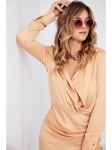 Rochie camasa wrap cu drapaj, bej 110537 - Magazin online - Boutique